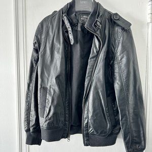 Faux Leather Bomber Jacket - Like New